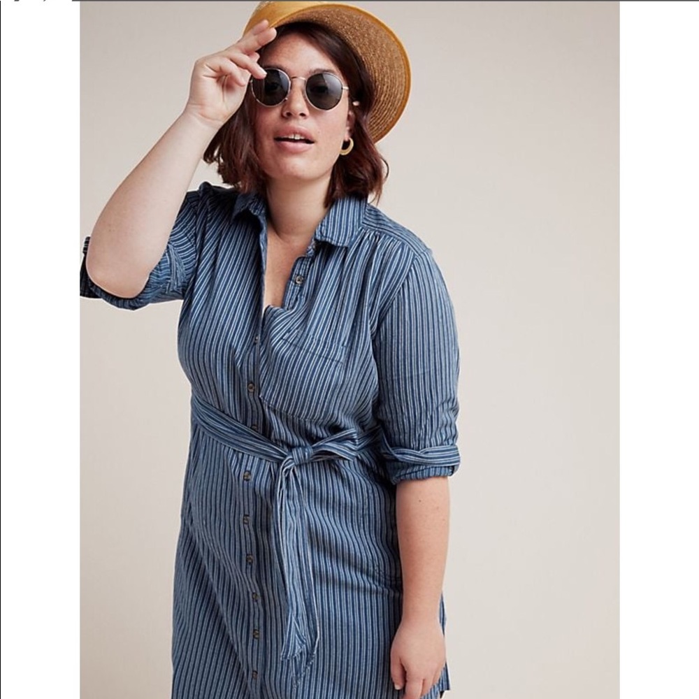 Anthropologie Bellamy Striped Shirtdress sz 14 - Picture 4 of 5